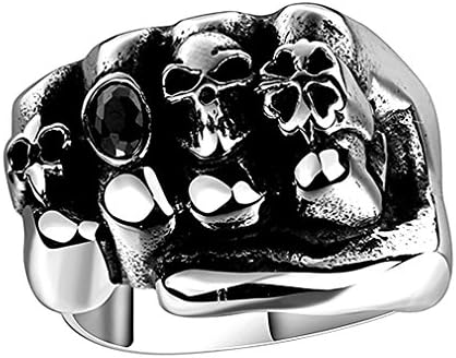 XIEXIE Men Punk Skull Shape Fashion Wind Restoring Ancient Ways of Titanium Steel Ring Halloween Gifts , 11