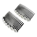 uxcell Women Lady Plastic Bling Rhinestone Hair Comb Clip Slide Hairclip 2pcs Silver Tone