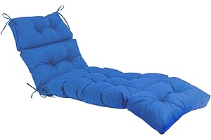 QILLOWAY Indoor/Outdoor Chaise Lounge Cushion,Spring/Summer Seasonal Replacement Cushions. (Marine Blue)