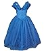JerrisApparel Flower Girls Dress Princess Costume Butterfly Girl (140, Blue with Accessories)