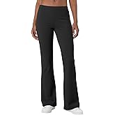 Womens Casual High Waist Flare Lounge Pants Stretchy Modal Bootcut Workout Trousers with Pockets Black