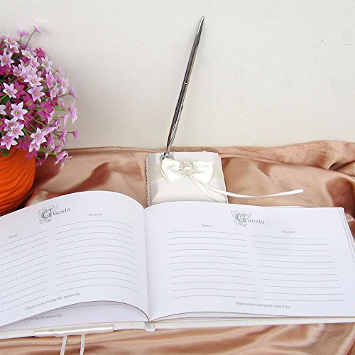 Wedding Flower Girl Basket Rings For Ring Bearer Pillow Garter Guest Book Pen Wedding Set Decoration Ribbon Ceremony Party Favors For Guests (New Ivory with Pearl)