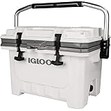 Igloo IMX 24 Quart Lockable Insulated Ice Chest Roto-Molded Cooler with Carry Handle, White
