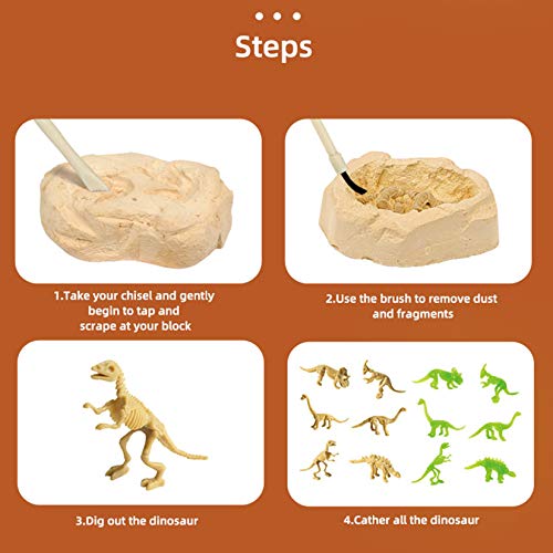 KARAZZO 12pcs Dinosaur Eggs Excavation Set DIY Dino Eggs Digging Kit Archaeology Science Stem Gift Model Educational Toy for Kids Over 6+ Years (Style-3)