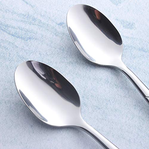 Teaspoon Sets 12 Piece Stainless Steel Flatware 6-inch Small Dessert Tea Spoons Only Service for 12 Table Silverware Eating Utensils Cutlery Mirror Finished Dishwasher Safe - Thumbnail 3