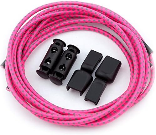Racing Laces Premium Reflective Elastic No-Tie Shoe Laces. Ridiculously comfortable, good for your feet. (Pink)