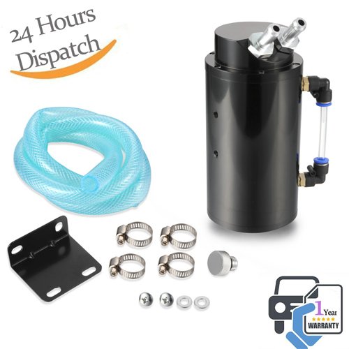 Dromedary Black Cylindrical Universal Aluminum Engine Oil Catch Can Reservoir Tank 750ml