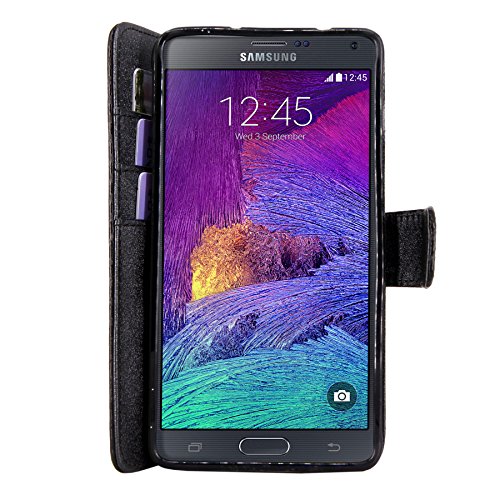 image for Samsung Galaxy Note 4 Case-Cellularvilla Pu Leather Wallet Card Flip O