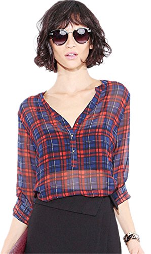 plaid chiffon blouse