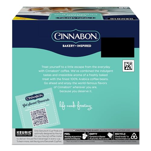 CINNABON CLASSIC CINNAMON ROLL KEURIG SINGLE-SERVE K-CUP PODS, LIGHT ROAST COFFEE, 48 COUNT