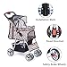 Comiga Pet Stroller, 4-Wheel Cat Stroller, Foldable Dog Stroller with Removable Liner and Storage Basket, for Small-Medium Pet,Leopardthumb 3
