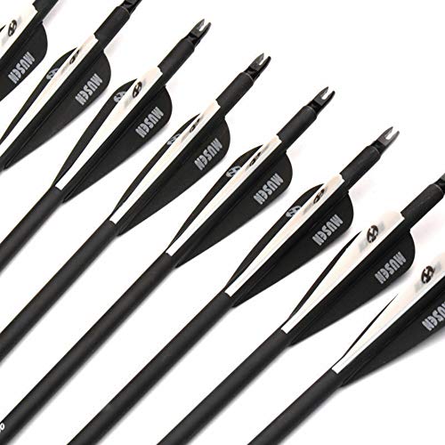 E-ROCK 28 Inch Carbon Archery Arrows, Spine 500 with Removable Tips, Hunting and Target Practice Arrows for Compound Bow and Recurve Bow, 6 Pack