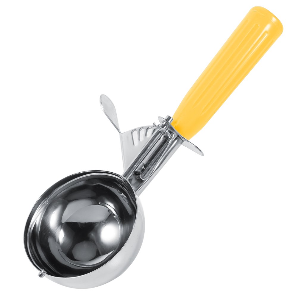 Kitchen ice ball spoon, stainless steel fruit cake dessert ice cream scoop, cookie melon spoon soft silicone handles release tablespoon, dishwasher safe devices, additives, Stainless Steel, 5.5CM