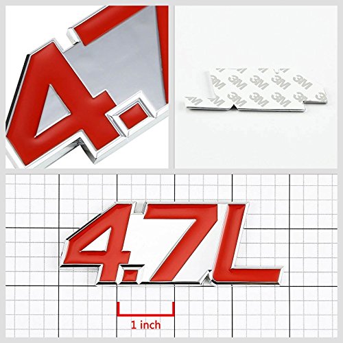 UrMarketOutlet 4.7L Red/Chrome Aluminum Alloy Auto Trunk Door Fender Bumper Badge Decal Emblem Adhesive Tape Sticker