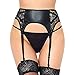 Slocyclub Women Garter Belt with 6 Straps Metal Clip Suspender for Stockings/Lingerie(Black) X-Large