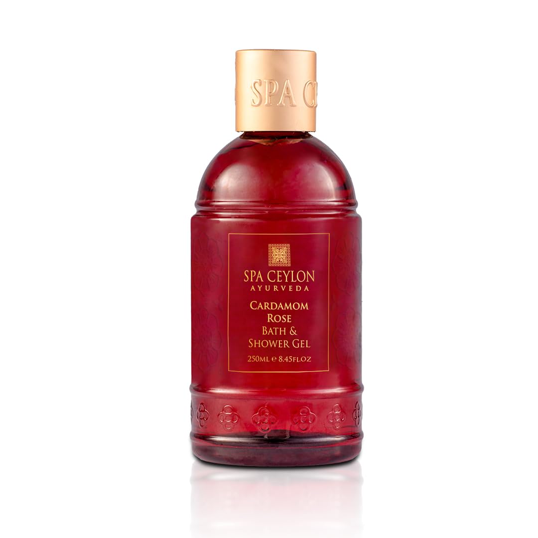 SPA CEYLON Cardamom Rose Bath and Shower Gel | Luxurious Herbal Bath Wash with Aloe Vera, Coconut & Himalayan Rose | Uplifting & Nourishing | 250ml