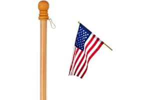 Anley 56" Pine Wooden House Flagpole - for Sleeve House Flags (28" x 40") - Wood Flag Pole with Tangle Free Design, Rotating Rings and Anti-Wrap Tube -Flag and Flagpole Holder NOT Included