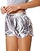 Kate Kasin Women Metallic Hot Shorts Workout Activewear Sports Pants Silver
