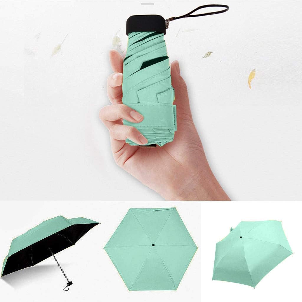samLIKE Flat Lightweight Umbrella Ultra Light Pocket Bag Parasol Folding Sun Umbrella 5 Fold Umbrella Mini Umbrella (Green)