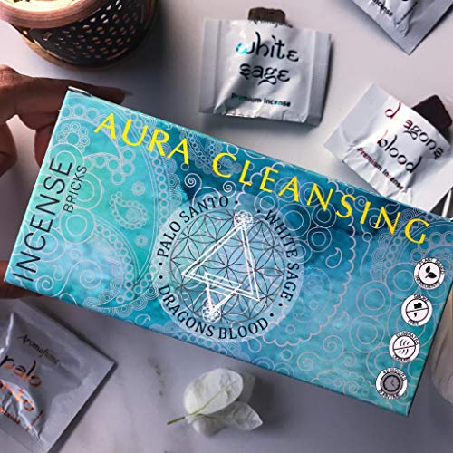 Aura Cleansing Incense Brick Starter Kit & Gift Set by Aromafume Pack of 12 Bricks (4 White