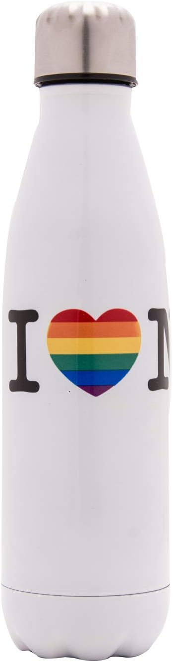 Zen 5 Water Bottle 17 oz. Keeps Drink HOT or Cold for 24 Hours - Available in New York Designs, and Metallic and Matte Finishes (I Heart NY, 1 Pack)
