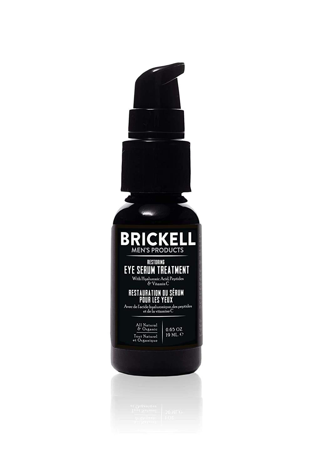Brickell Men's Restoring Eye Serum Treatment for Men, Natural and Organic Eye Serum to Firm Wrinkles, Reduce Dark Circles, and Promote Youthful Skin, 0.65 Ounce, Unscented: Beauty