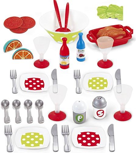 Genius Art Pretend Play Food - Picnic Party Toy Set - 39 Plastic Food Pieces Kit for Girls and Boys