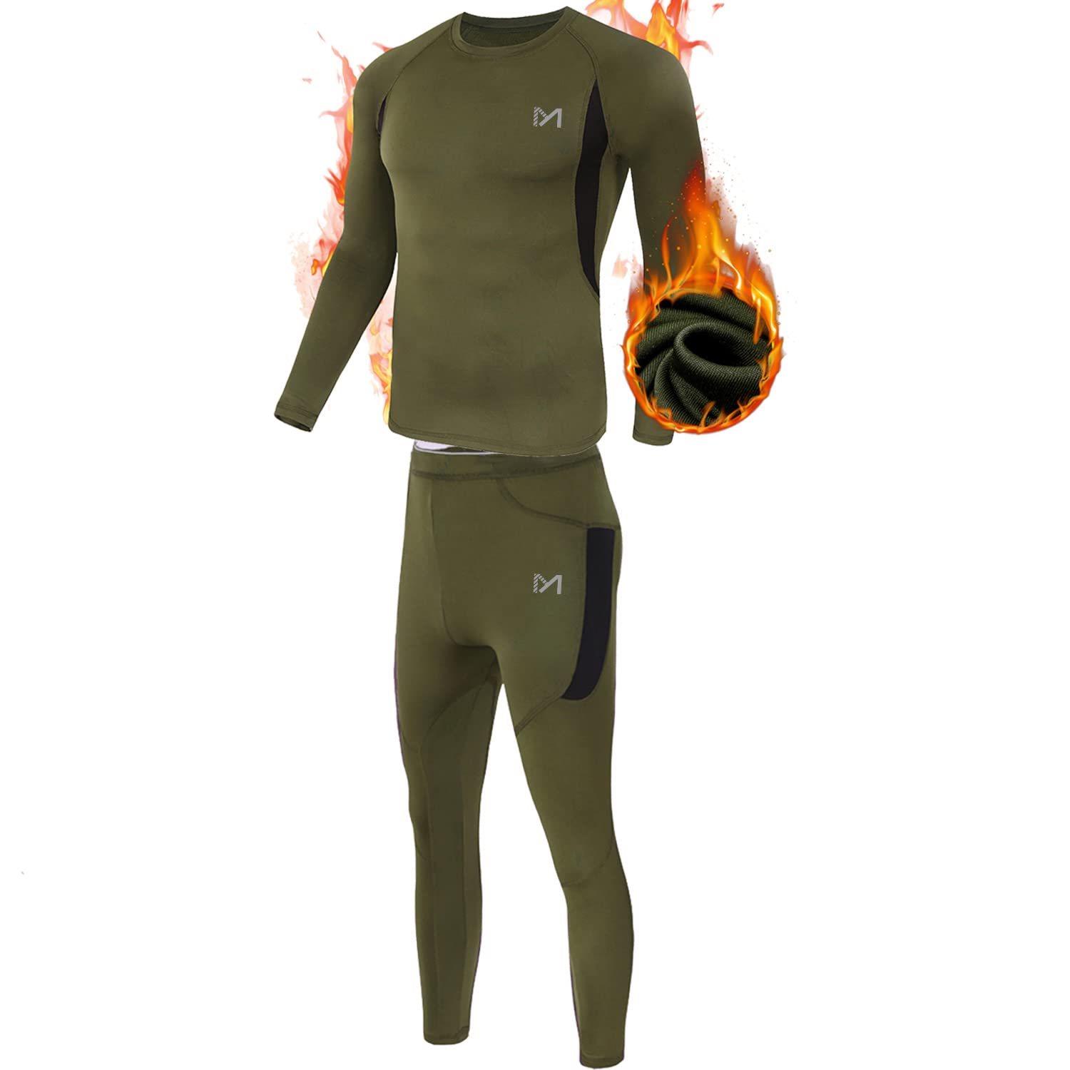 MEETYOO Men's Thermal Underwear Set, Wicking Long Johns Quick Dry Base Layer Sport Compression Suit for Workout Skiing Running Hiking