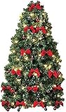 Pre-Decorated Wall Hanging Christmas Tree w/ Red Bows & Mini Ornaments