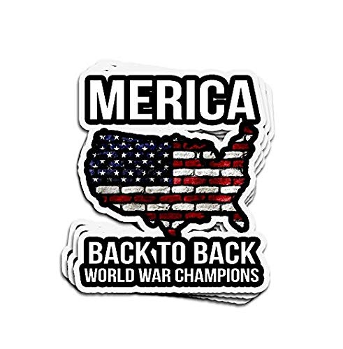 Merica Back to Back World War Champions - Sticker Graphic - Auto, Wall, Laptop, Cell, Truck Sticker for Windows, Cars, Trucks at Amazon
