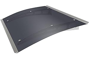 ADVANING DA4735-PSS2A PA Series, Premium Quality Gray Polycarbonate Door/Window Awning Ideal for Rain, Snow and UV Protection, 47"W x 35"D, Tinted/Silver Brackets