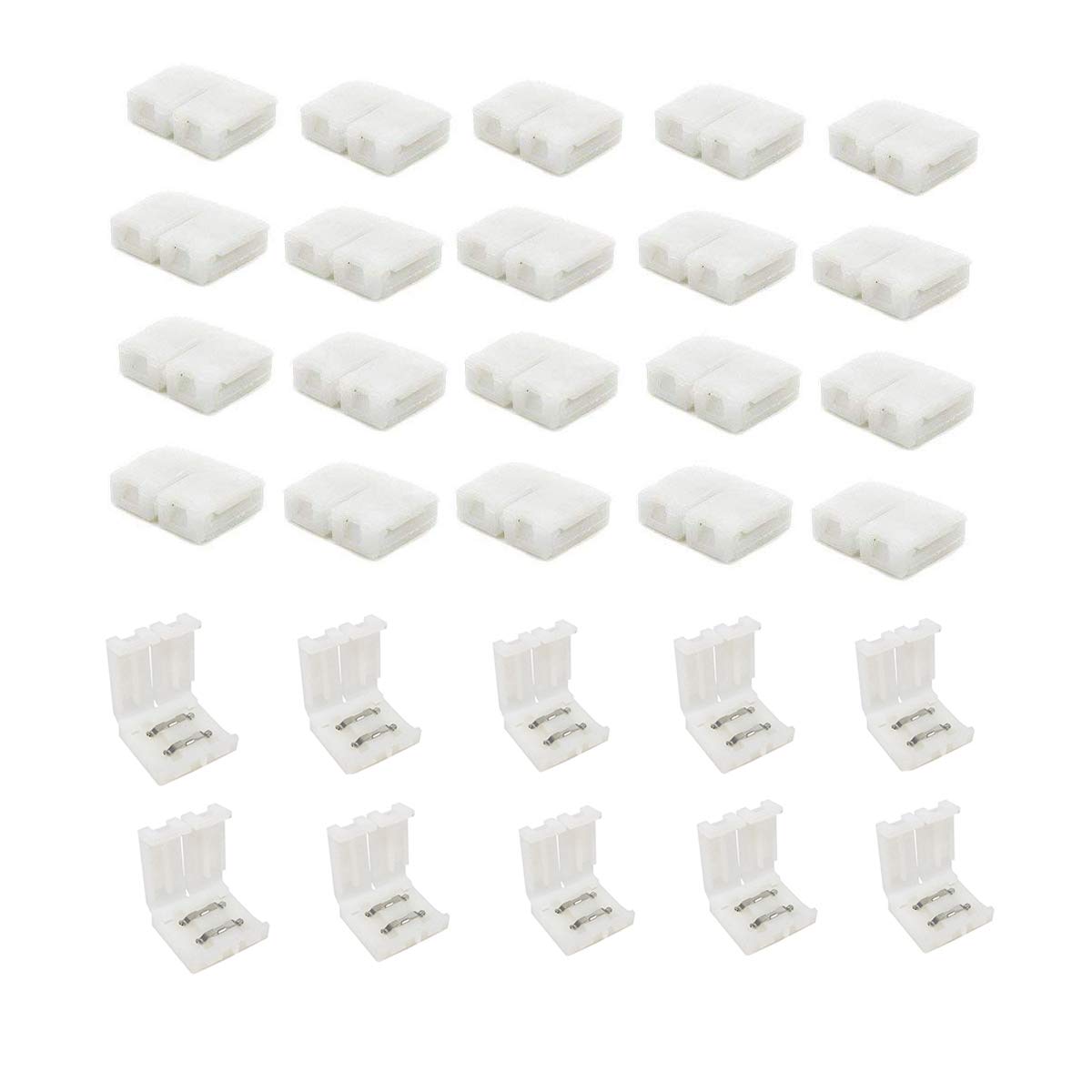 zmtyuguan 30pcs 2Pin Single Color LED Light Strip Connector - Gapless Strip to Strip - Box Adapter for 10mm Single Color 5050 SMD LED Strip Lighting