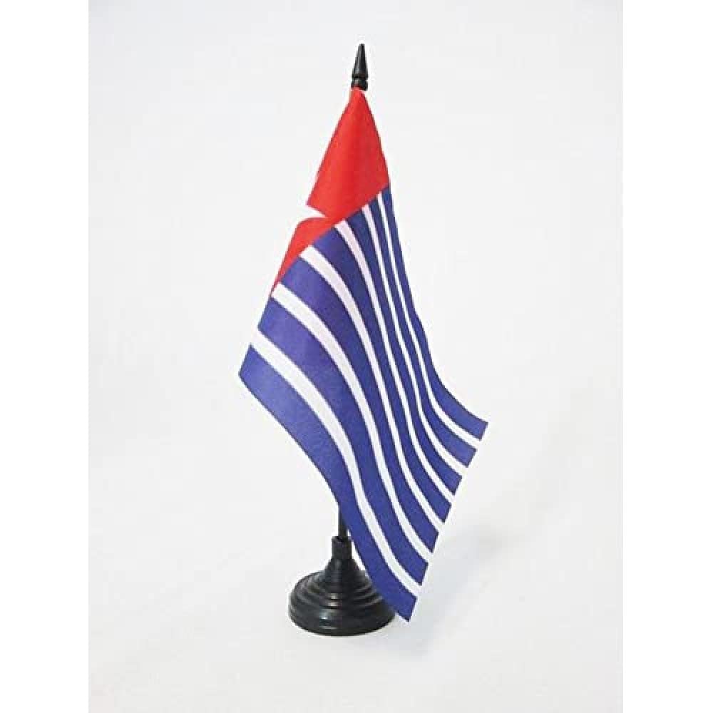 AZ FLAG Republic of West Papua Table Flag 5'' x 8'' - Free Papua Movement Office Decoration 100% Polyester 21 x 14 cm - Mini Desk Flag with Pole and Black Plastic Base