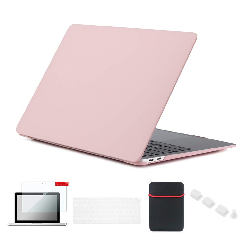 Se7enline A1932/A2337/A2179 MacBook Air 13 Inch Case Hard Shell Carrying Cover for MacBook Air 13-Inch 2018/2019/2020 New with Sleeve Bag, Keyboard Cover, Screen Protector, Dust Plug,Rose Quartz