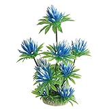 uxcell Aquarium Fish Tank Plastic Water Lily Plant Decor Sky Blue Green 10