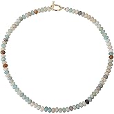 Mikovivi Beaded Gemstone Necklace for Women, Bohemian Colored Natural Stone Bead Necklaces Choker Decoration Summer Beach Jewelry
