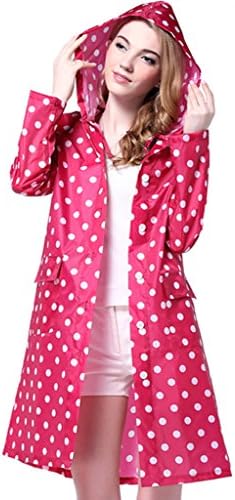 Spintu Womens Foldable Polka Dot Hooded Jacket Raincoat Red