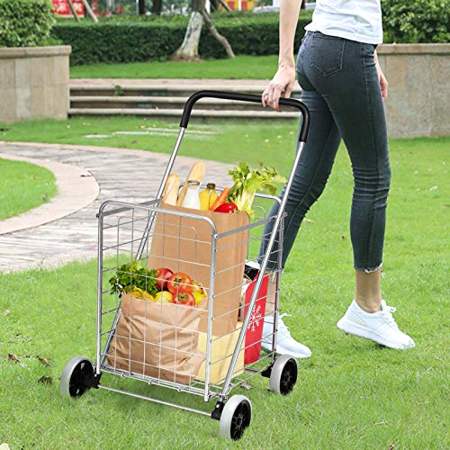 Goplus Shopping Carts for Groceries, Heavy Duty Folding Shopping Cart