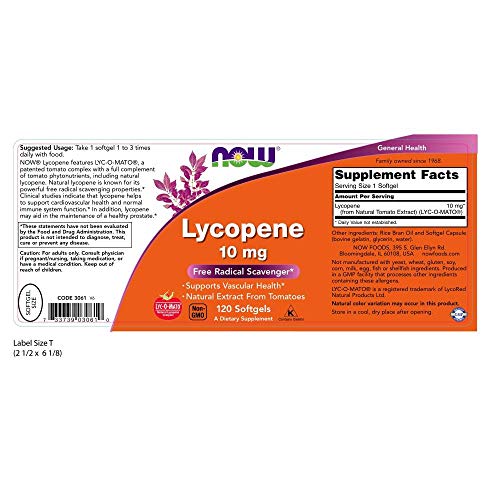 Now Supplements, Lycopene 10 mg with Natural Extract from Tomatoes, Free Radical Scavenger*, 120 Sof - //medicalbooks.filipinodoctors.org