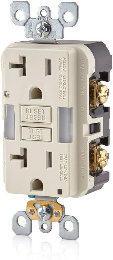 Leviton GFNL1-W Self-test SmartlockPro Slim GFCI Tamper-Resistant Receptacle with Guidelight and LED Indicator, 15-Amp, White - - 