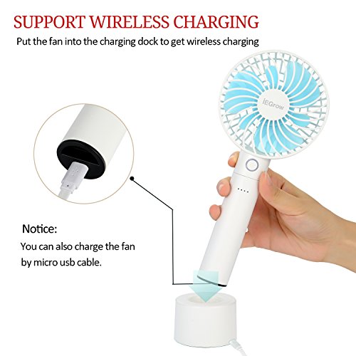 iEGrow Battery Multi-Functional Mini Handheld Fan, White