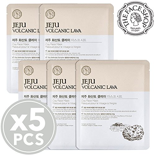 The Face Shop Jeju Volcanic Lava Clay Facial Mask Sheet (5 Sheets)