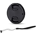 JJC 86mm Front Lens Cap Cover + Elastic Anti-Loss Cap Keeper Leash for Canon Nikon Sony Fuji Fujifilm Sigma Tamron Lenses with 86mm Thread, 86mm Center Pinch Lens Cap with Lens Cap String