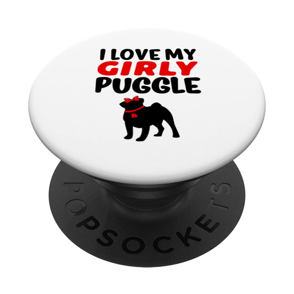 Puggle Pug Beagle Funny Girl Dog Girly Gender Reveal Cute PopSockets Swappable PopGrip