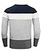 HEMOON Men's Basic Knit Crewneck Color Block Long Sleeve T-Shirt Top Navy L