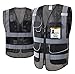 JKSafety 9 Pockets High Visibility Zipper Front Safety Vest With Reflective Strips,HQ Breathable Mesh, Oxford Fabric for pocket materials. Black Meets ANSI/ISEA Standards (Medium, 110-Black)