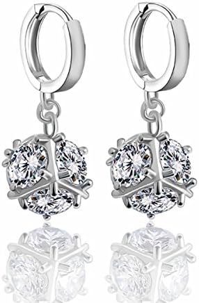 Besflily Stylish Cubic Zirconia Drop Earrings Magic Cube Crystal Hoop Dangle Earrings for Womens Grils