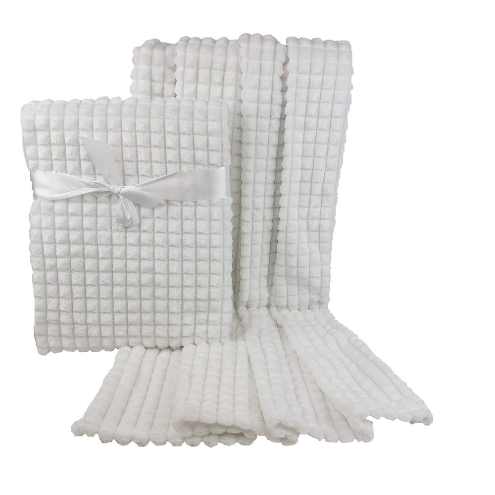 Super Soft Newborn Baby Girl Boy Waffle Nursery Cot Blanket Comforter - Pink, Blue, Grey, White Available (White)