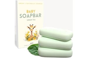 KELEBS Hypoallergenic Organic Baby Soap Bar - Green Tea - Gentle Cleansing Body Wash For Sensitive Skin - 3 PCS
