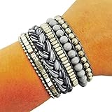 Fitbit Bracelet for Fitbit Flex 2 Fitness Activity Trackers - The ROSIE Beaded, Braided Layered Snap Bracelet to Protect and Cover Your Activity Tracker (Grey, Fitbit Flex 2)